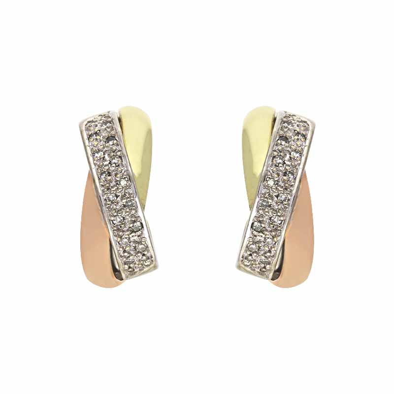 Diamant-Ohrstecker Tricolor