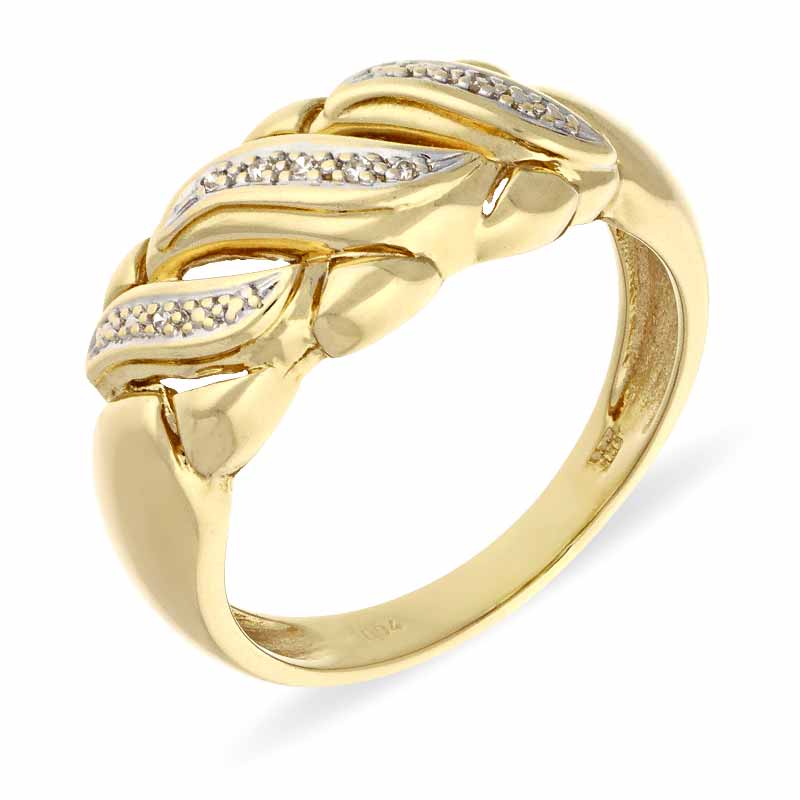 Diamant-Ring Gelbgold teil-rhodiniert