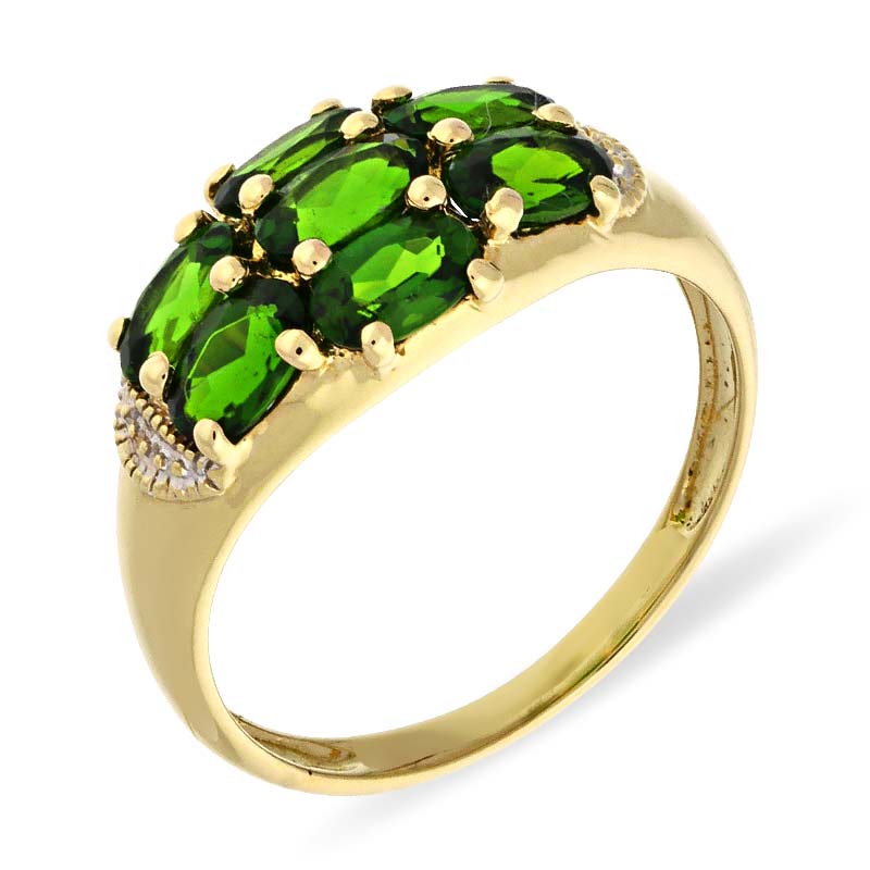 Chromdiopsid-Ring Gelbgold teil-rhodiniert