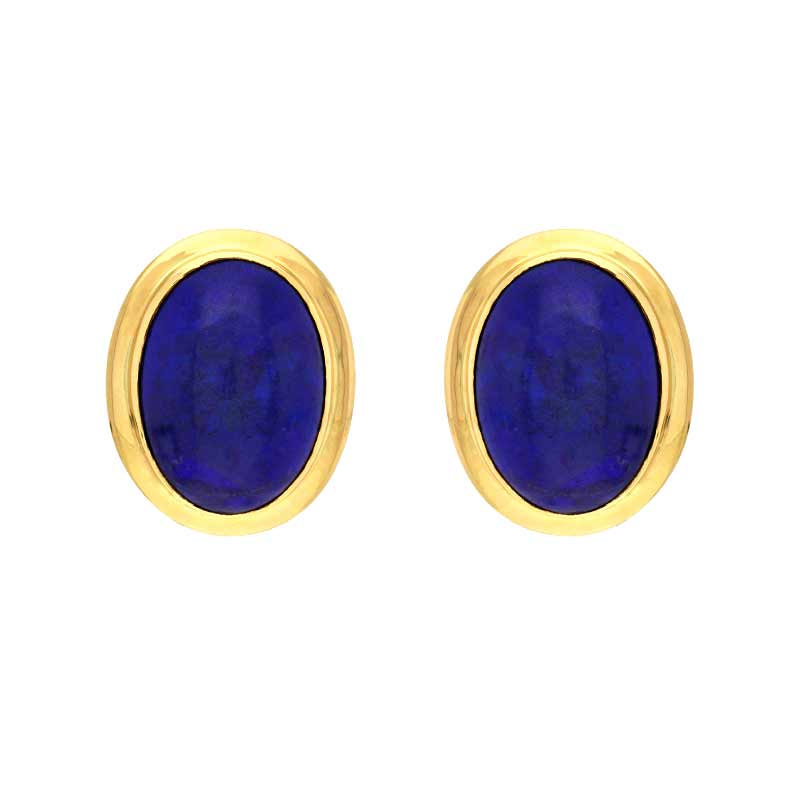 Lapislazuli-Clip-Ohrstecker Gelbgold