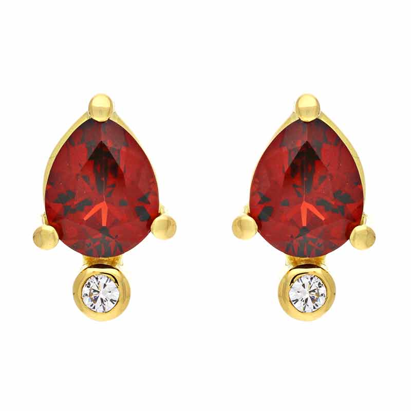 Granat-Ohrstecker Gelbgold