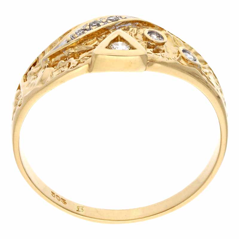 Diamant-Ring Gelbgold teil-rhodiniert