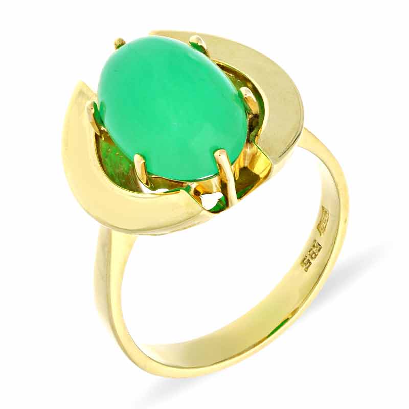 Chrysopras-Ring Gelbgold