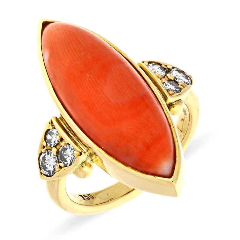 Korall-Ring Gelbgold