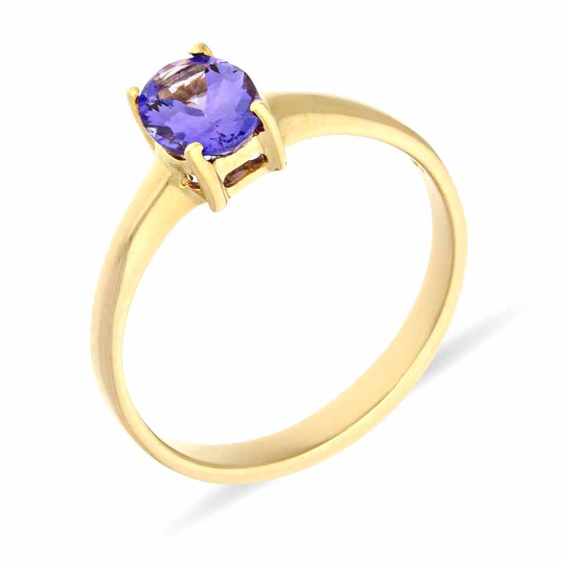 Tansanit-Ring Gelbgold