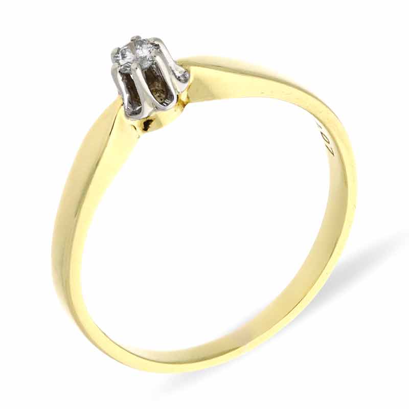 Brillant-Ring Gelbgold teil-rhodiniert