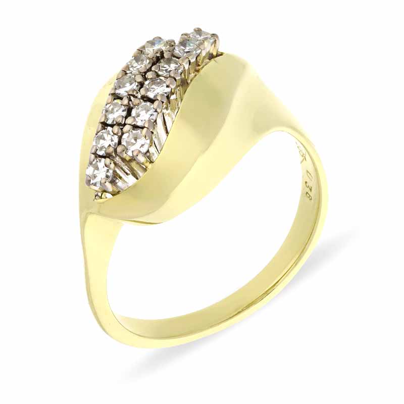 Diamant-Ring Gelbgold teil-rhodiniert