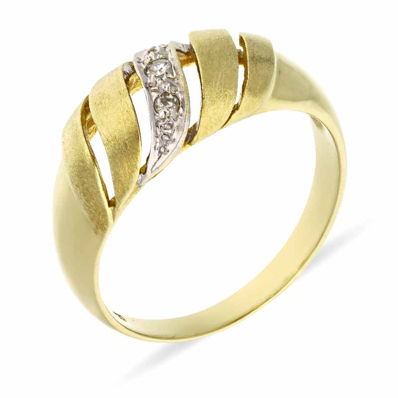 Diamant-Ring Gelbgold teil-rhodiniert