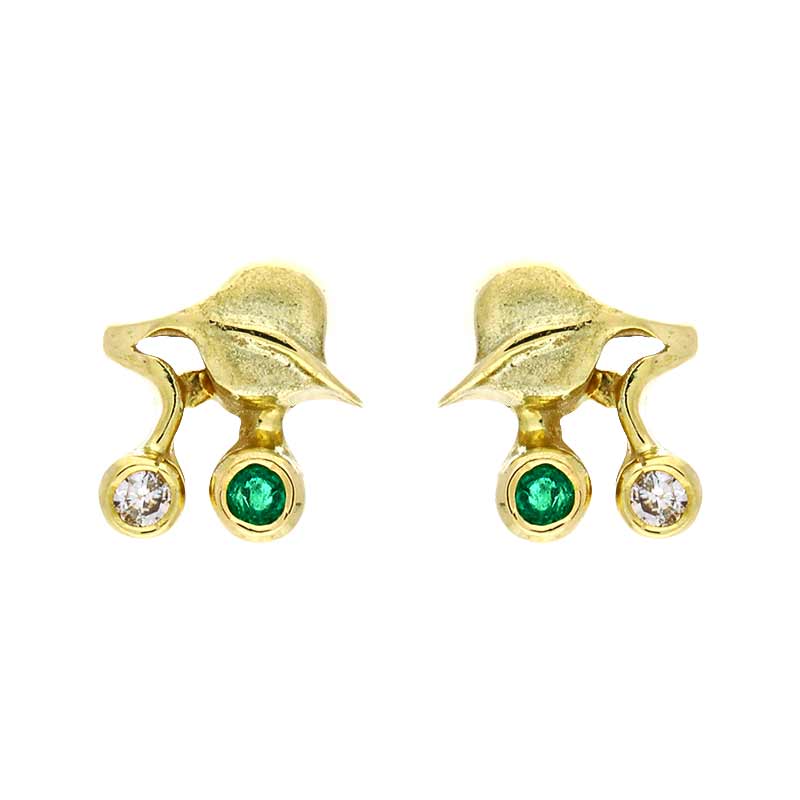 Samaragd-Ohrstecker Gelbgold