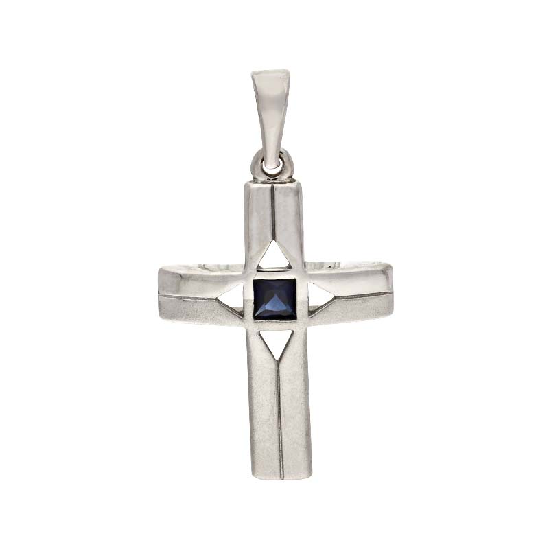Saphir-Anhänger 'Kreuz' Weißgold