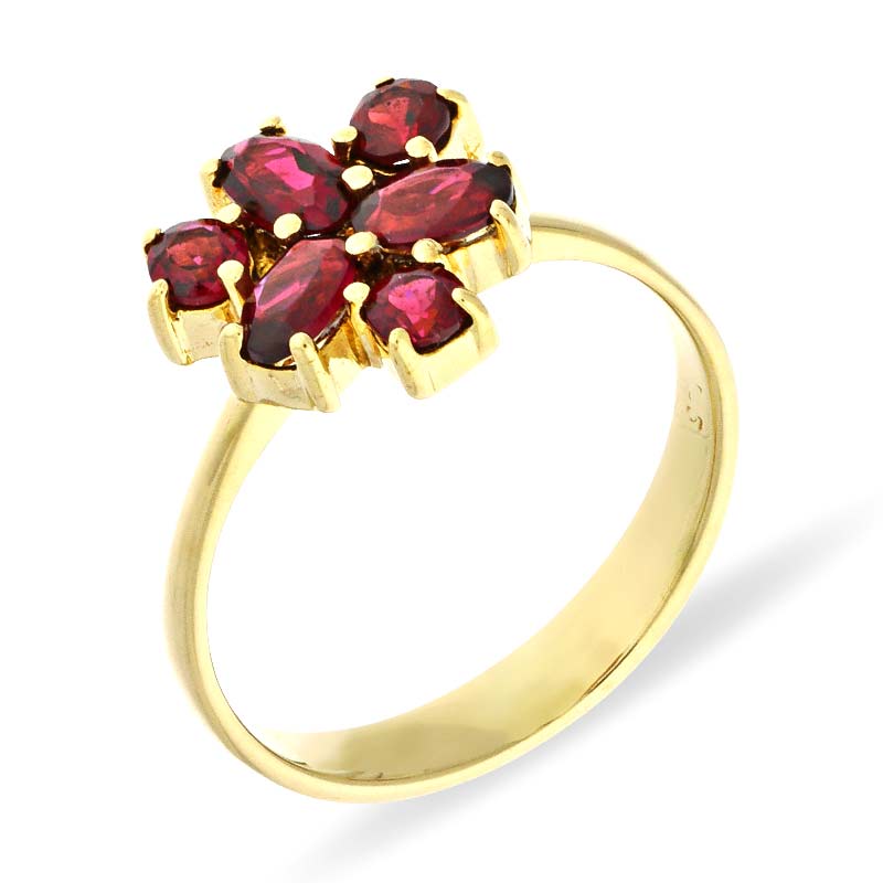 Rhodolith-Ring Gelbgold