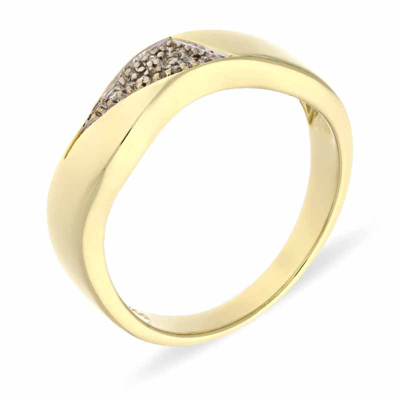 Diamant-Ring Gelbgold teil-rhodiniert