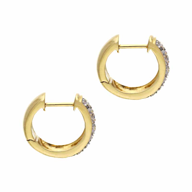Diamant-Creolen Gelbgold teil-rhodoniert
