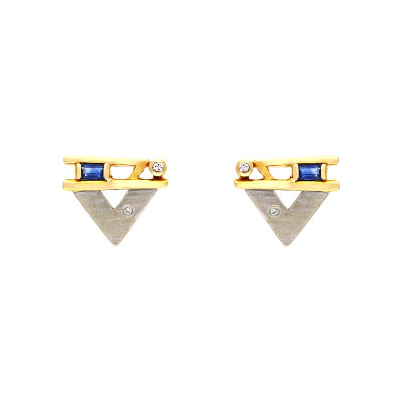 Saphir-Ohrstecker Bicolor