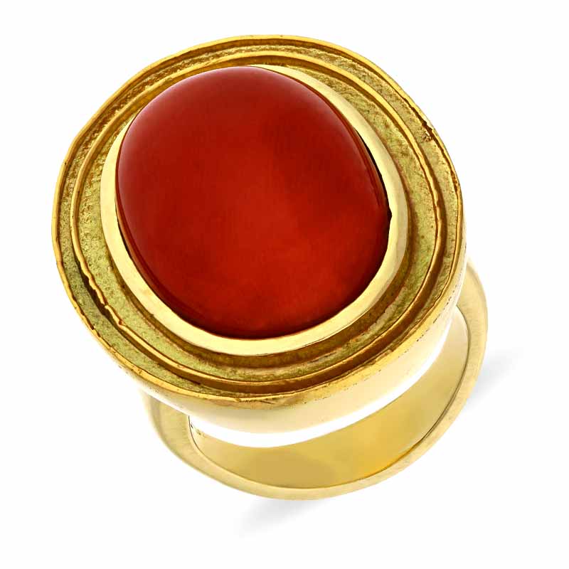 Korall-Ring Gelbgold