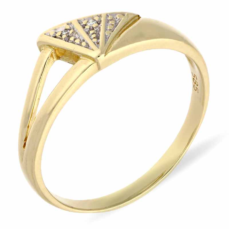 Diamant-Ring Gelbgold teil-rhodiniert