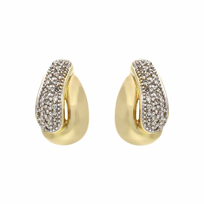 Brillant-Ohrstecker Gelbgold teil-rhodiniert