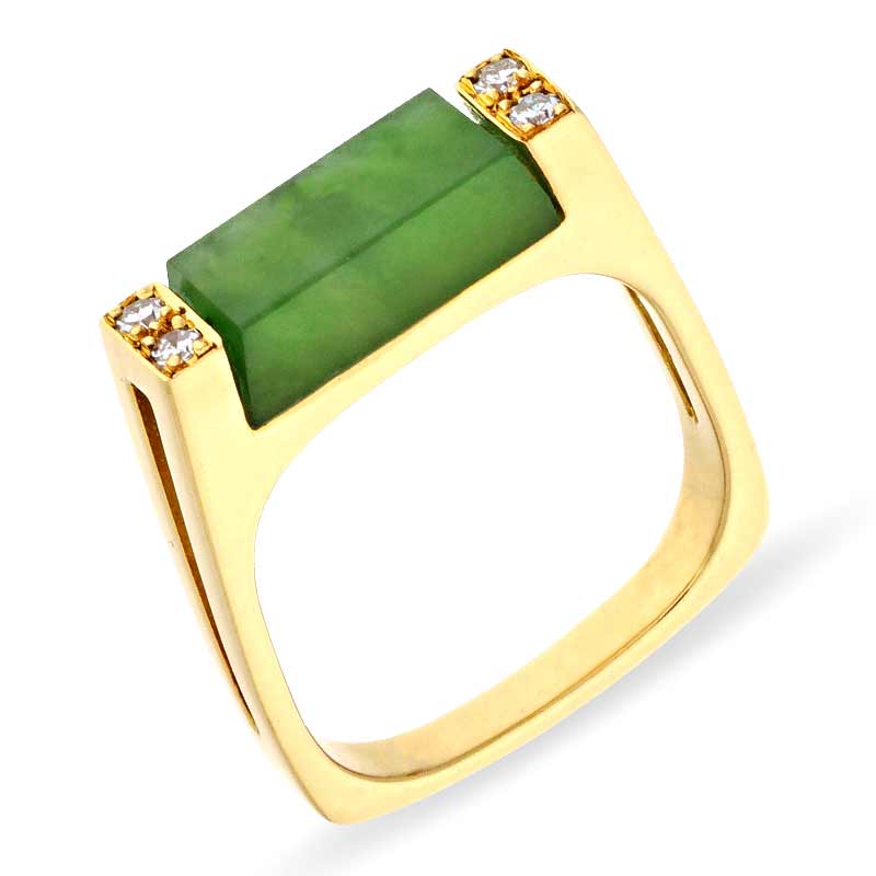 Nephrit-Jade-Ring Gelbgold