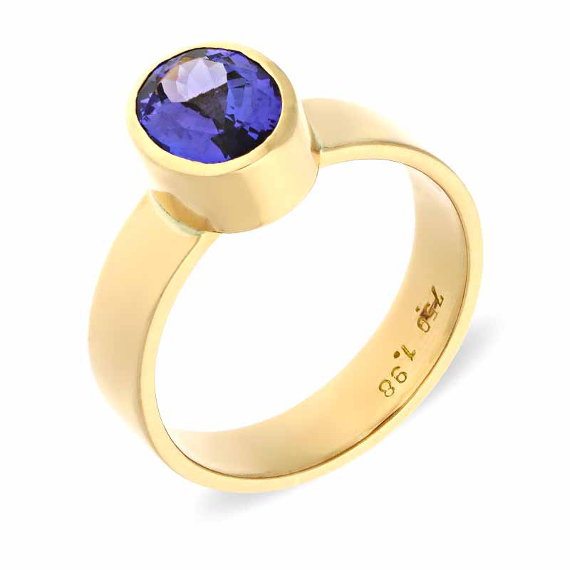 Tansanit-Ring Gelbgold