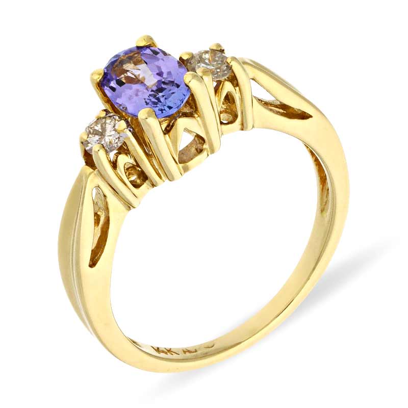 Tansanit-Ring Gelbgold