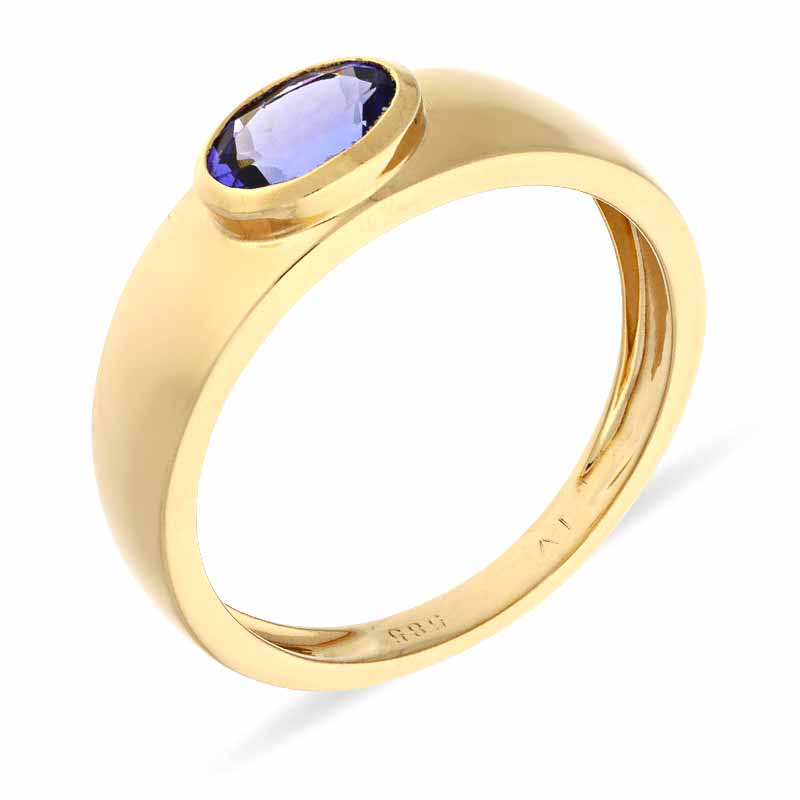 Tansanit-Ring Gelbgold