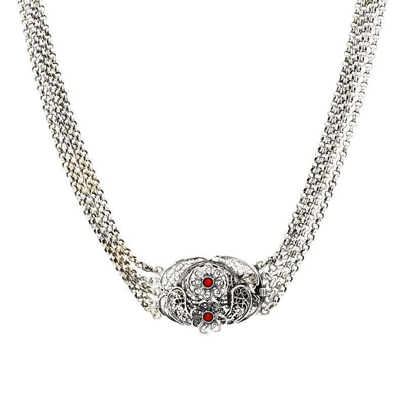 Korallen-Halsschmuck Silber