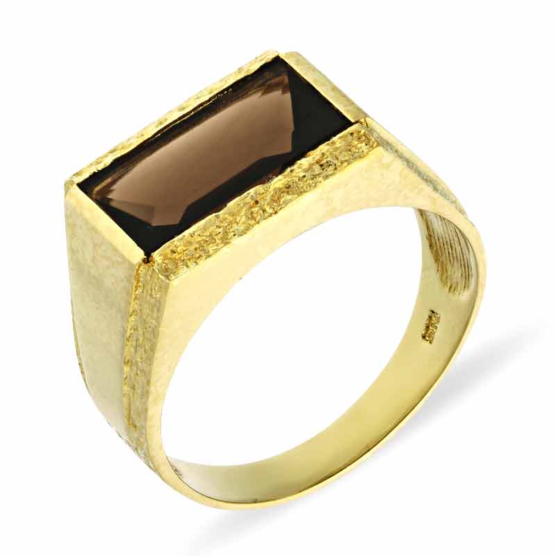 Rauchquarz-Ring Gelbgold