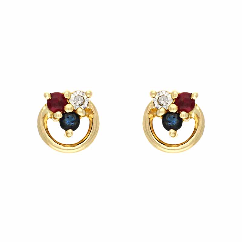 Farbstein-Ohrstecker Gelbgold