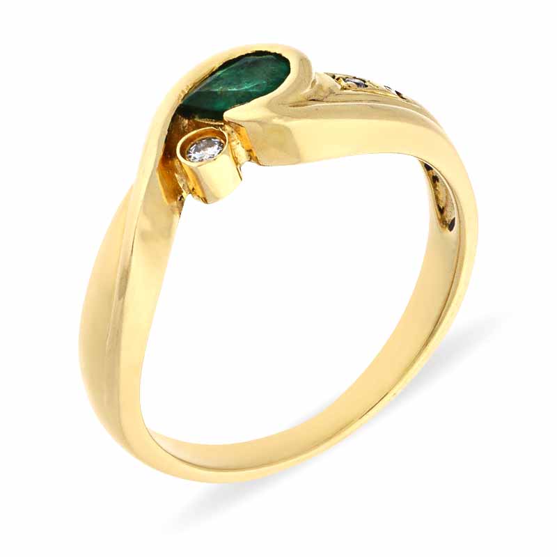 Smaragd-Ring Gelbgold