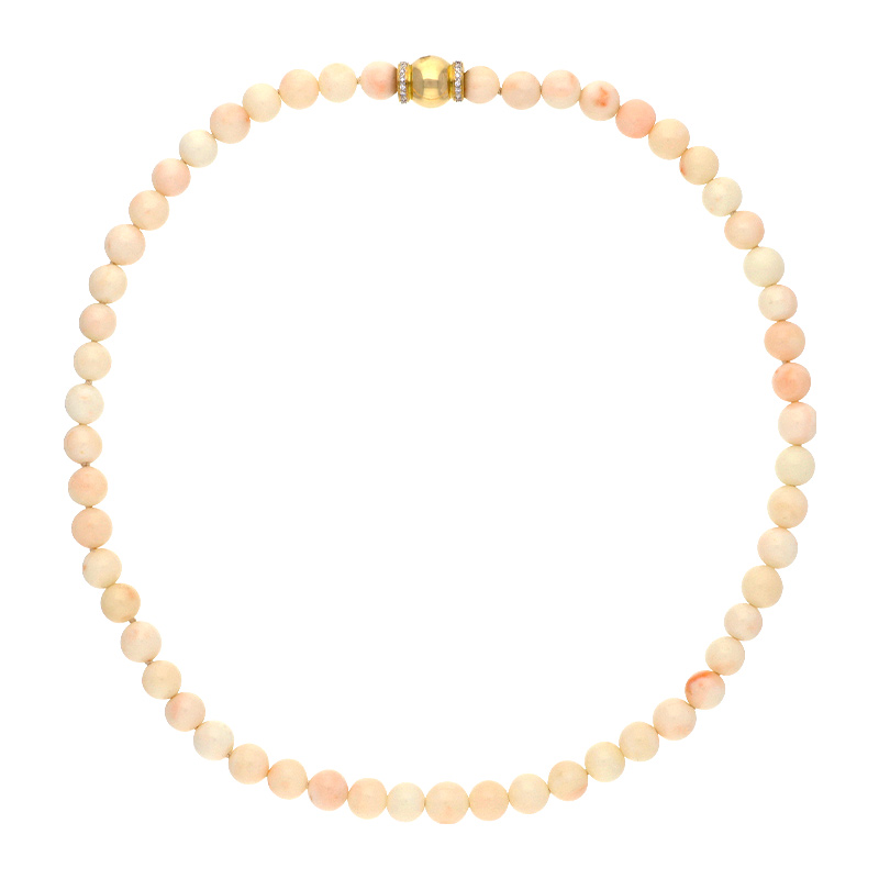 Korall-Halsschmuck Gelbgold