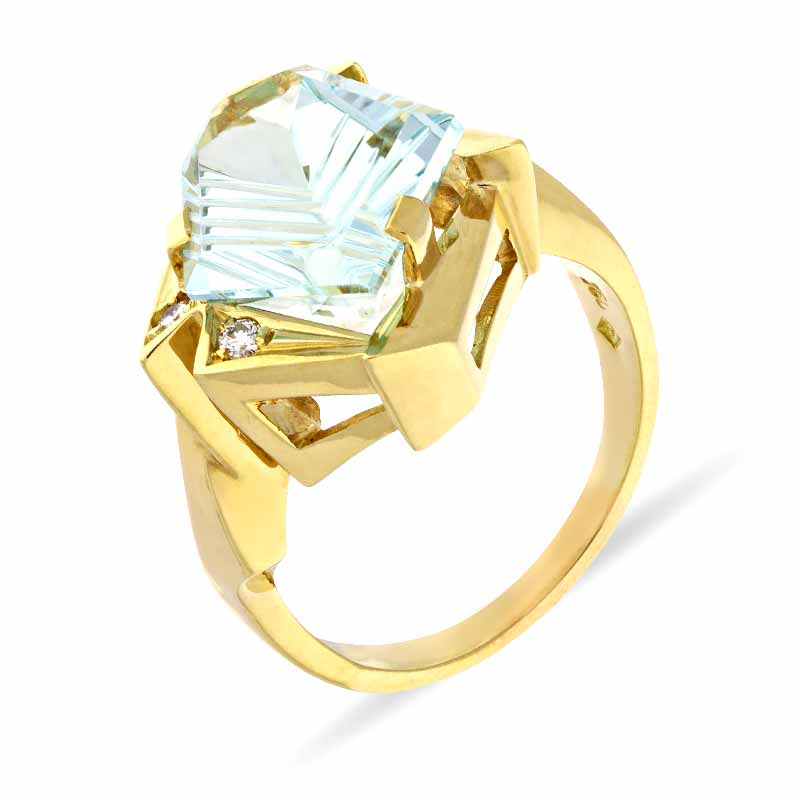 Aquamarin-Ring Gelbgold