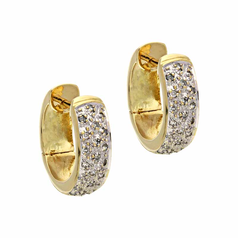 Diamant-Creolen Gelbgold teil-rhodoniert