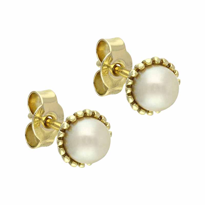 Perl-Ohrstecker Gelbgold
