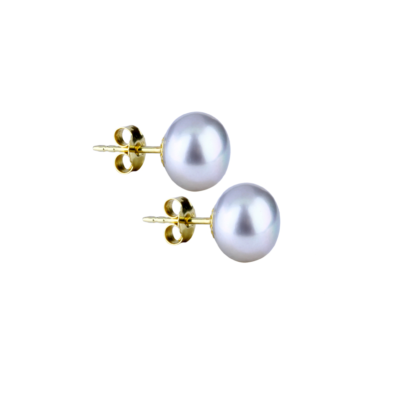 Ohrstecker in Gelbgold mit Süßwasser-Zuchtperle