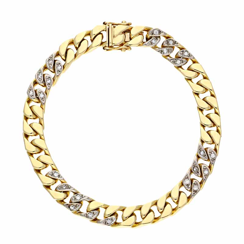Brillant-Armband Gelbgold teil-rhodiniert