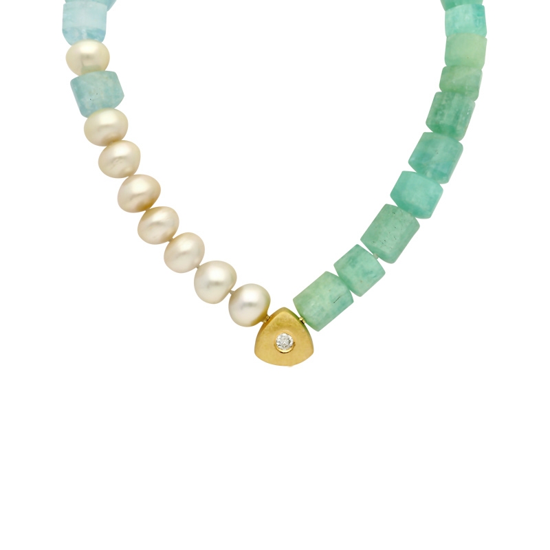 Beryllkette mit Wechselschließe Gelbgold