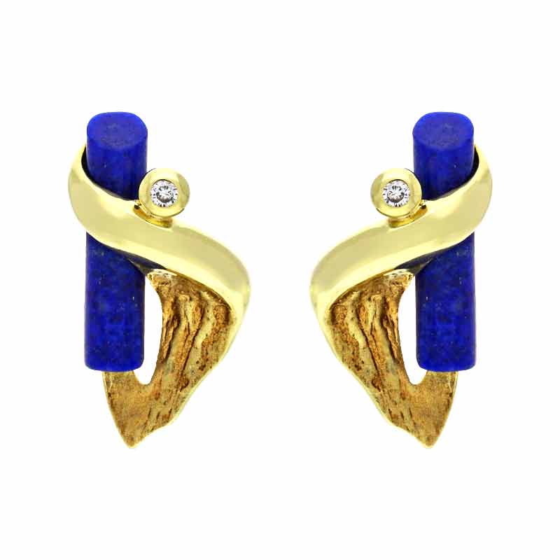 Lapislazuli-Ohrstecker Gelbgold