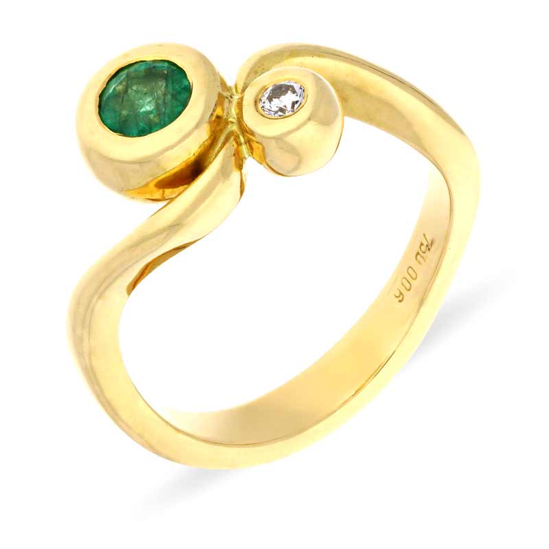 Smaragd-Ring Gelbgold
