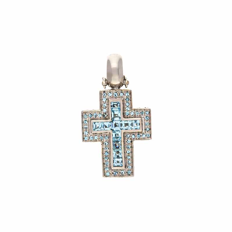 Topas-Anhänger 'Kreuz' Weißgold