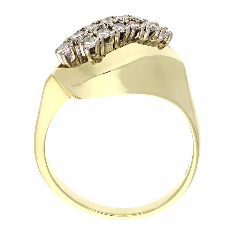 Diamant-Ring Gelbgold teil-rhodiniert