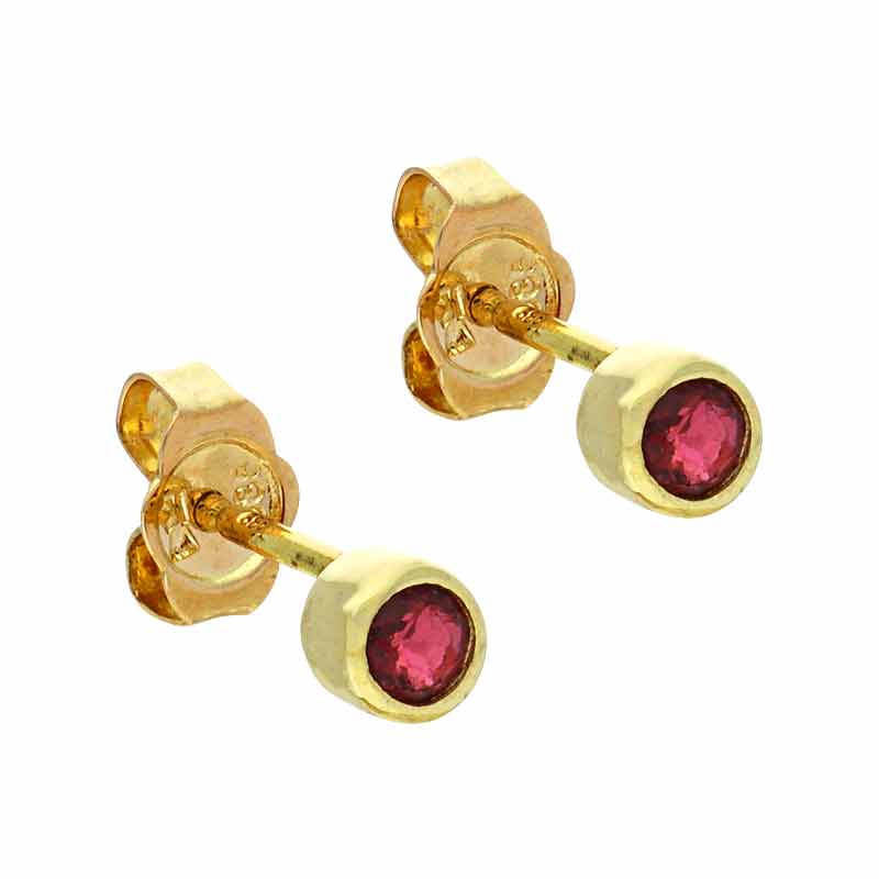 Rubin-Ohrstecker Gelbgold