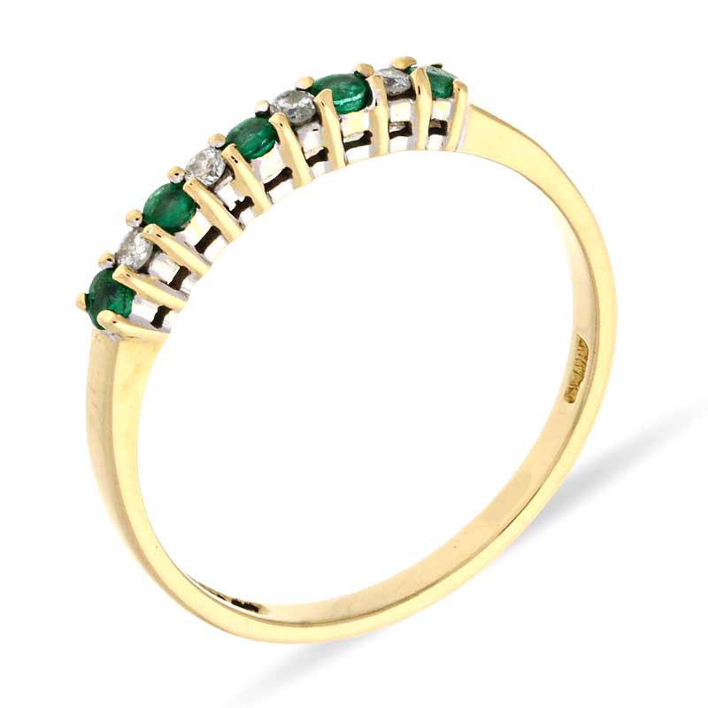 Smaragd-Ring Gelbgold teil-rhodiniert