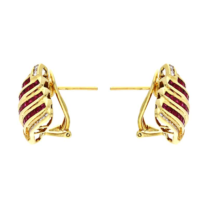 Rubin-Ohrstecker Gelbgold